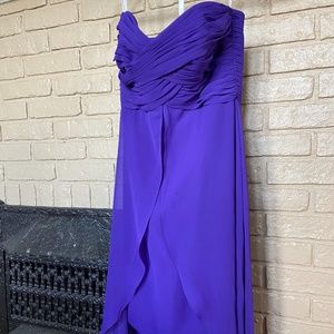 Purple David's Bridal Strapless High Low Dress